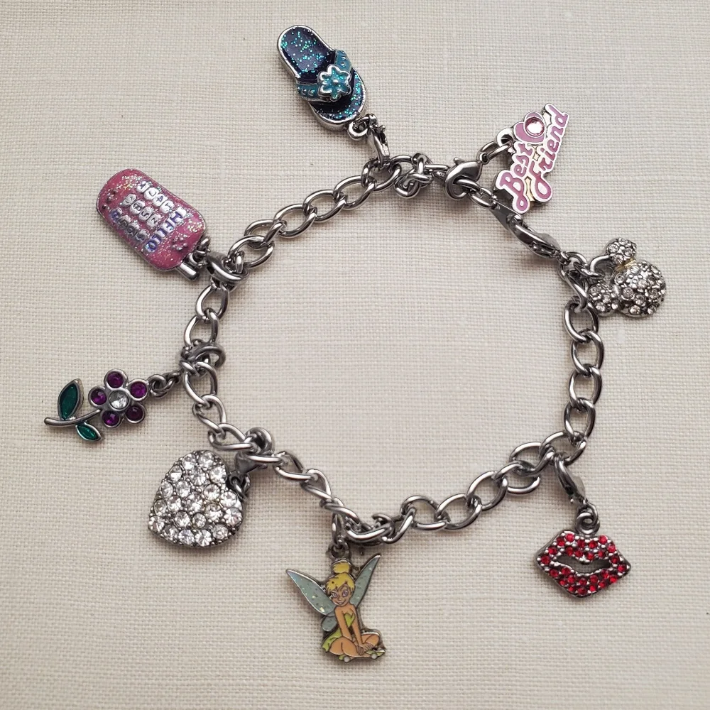 Disney Charm Bracelet & Pink Mickey Mouse Necklace